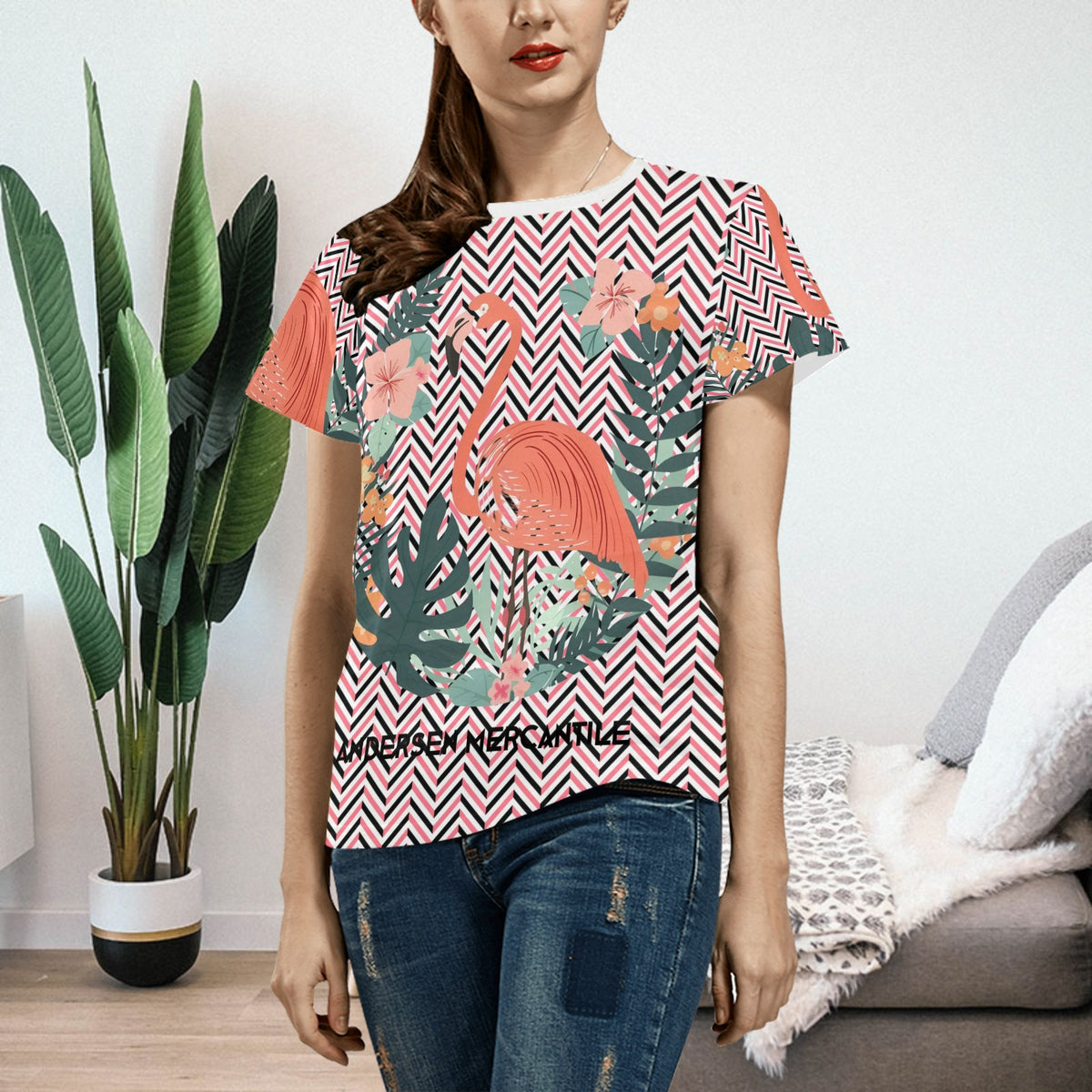 Women's All Over Print T-shirt Collar solid color（Made in Queen，Ships to USA Only）
