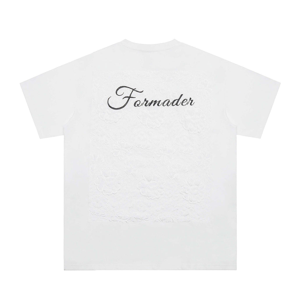 Niche High Street Floral Letter Print Short Sleeve T-Shirt INS Trendy American Summer Men's Casual Crew Neck Half Sleeve