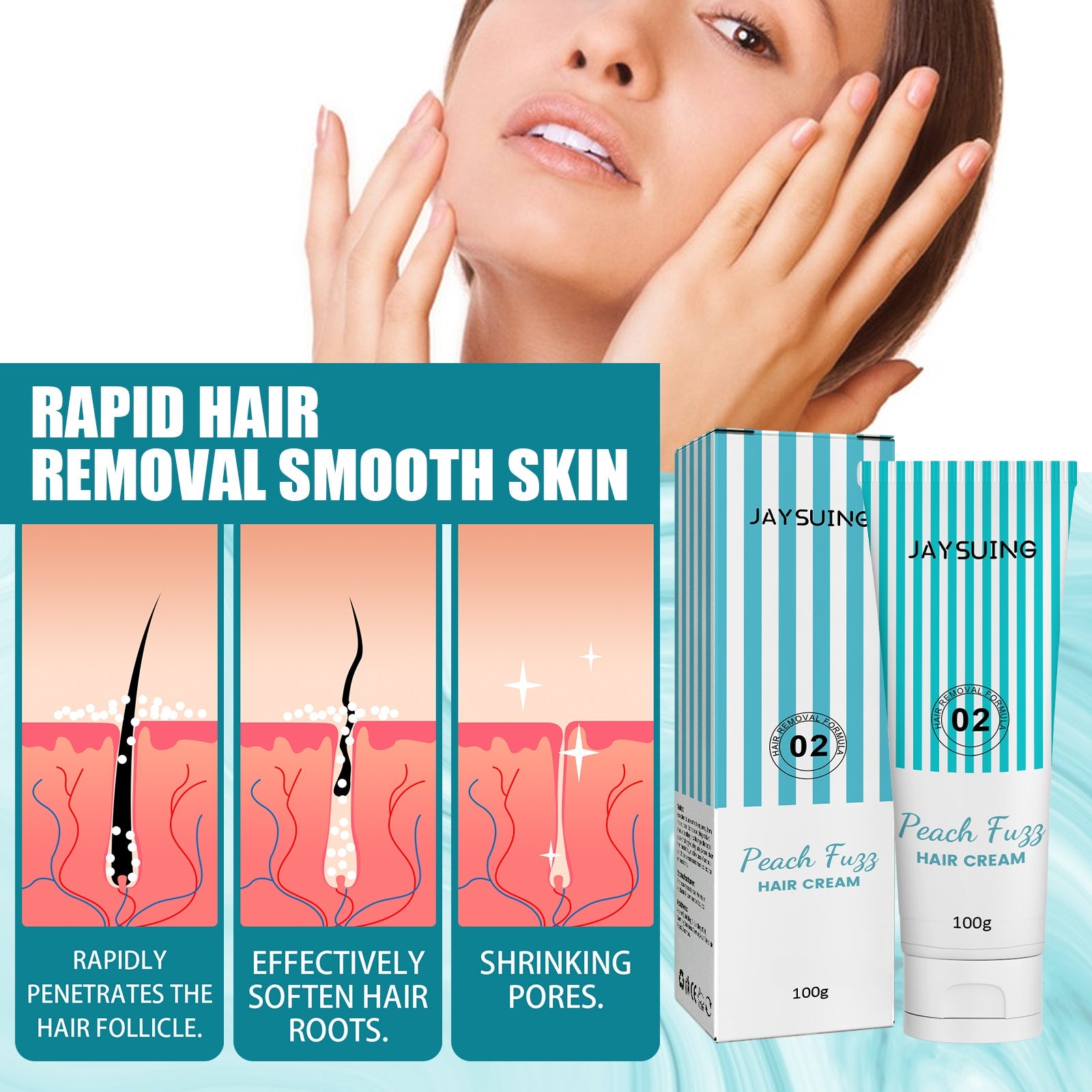 Lip Hair Removal Cream, Gentle Non-Irritating Facial Hair Removal Cream Smooth And Delicate Skin Hair Removal Cream