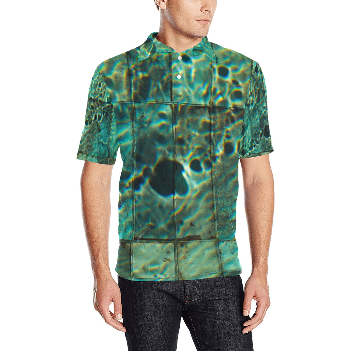 Men's All Over Print Polo Shirt (T55)