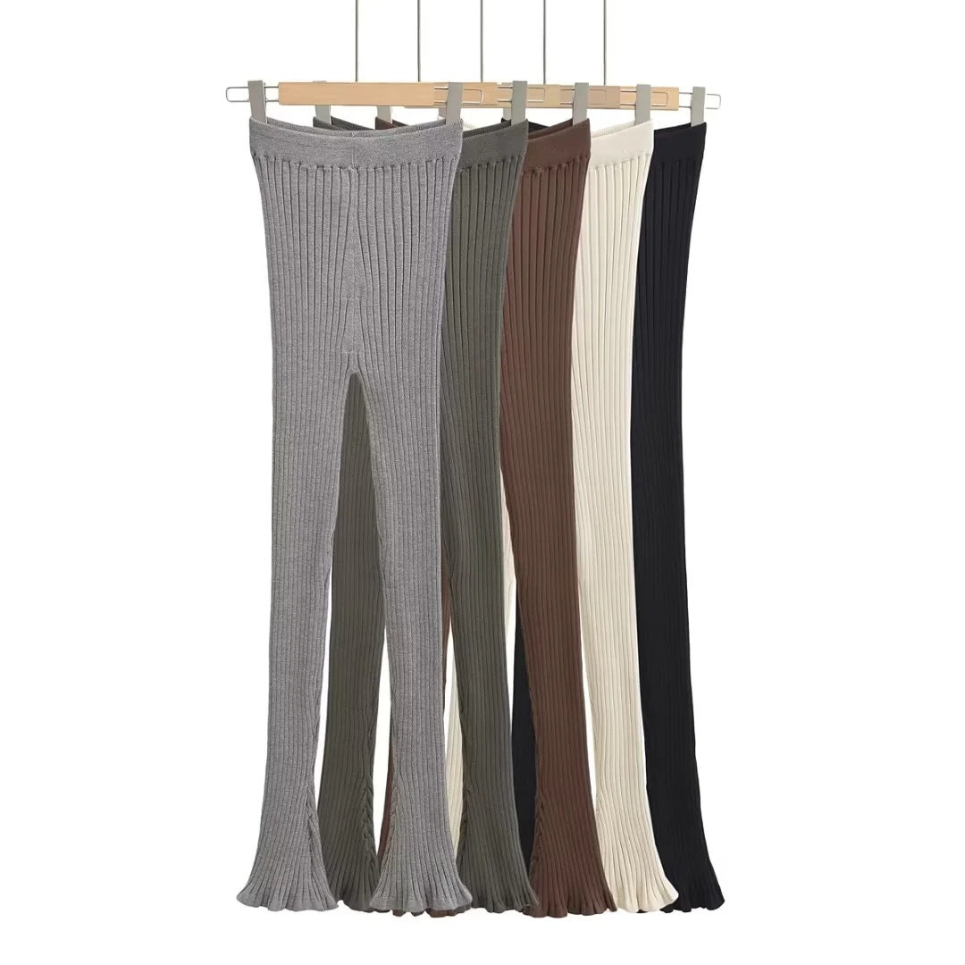Bell bottom pants, long pants, women's autumn and winter new style, vertical groove strip, slim fit and slimming, floor length pants