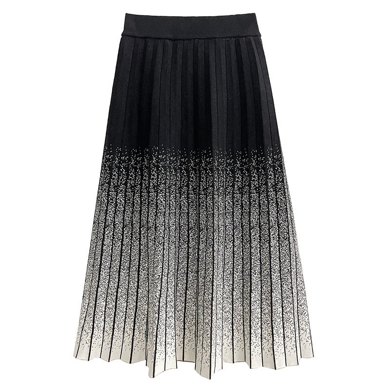 Gradient Knitted Half Skirt Body Women's Loose A-line Skirt