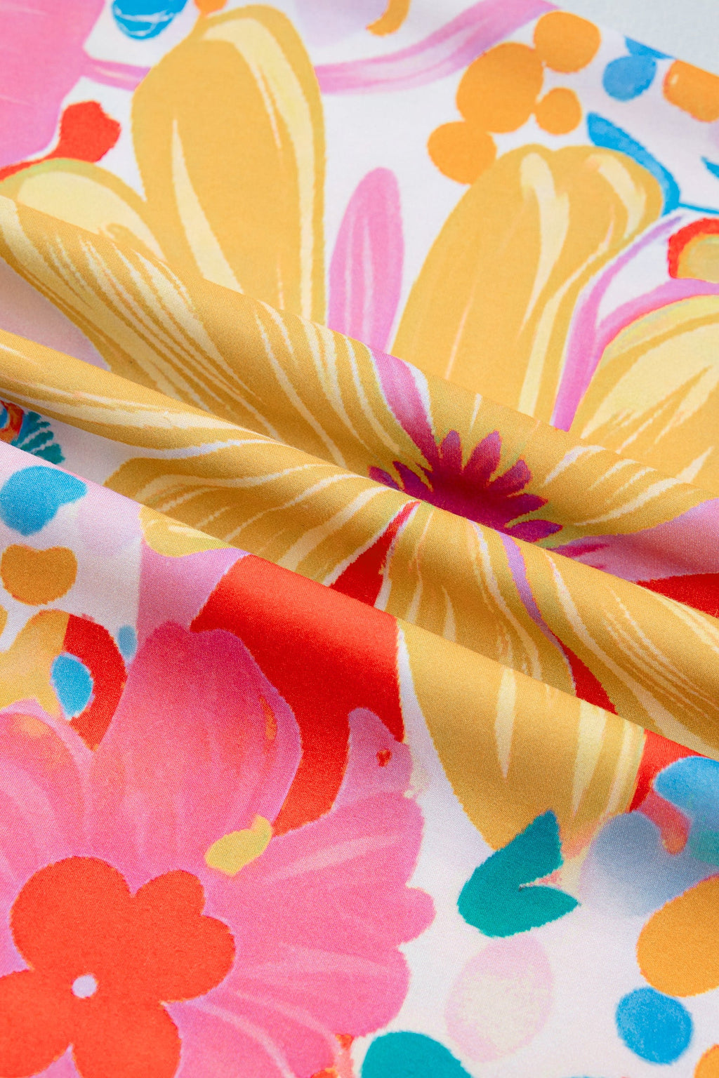 Floral Stripe Trim Puff Sleeve Buttoned Maxi Dress