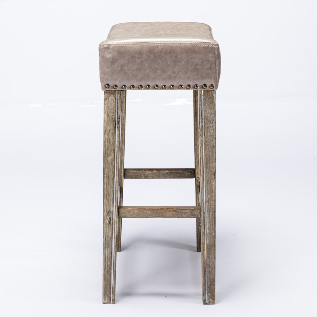 Counter Height 29" Bar Stools for Kitchen Counter Backless Faux Leather Stools Farmhouse Island Chairs (29 Inch Gray Set of 2)