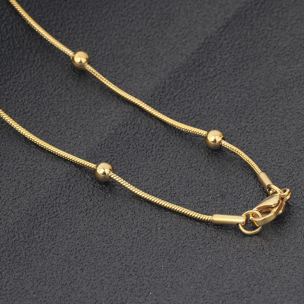 Fashion stainless steel round snake bag bead chain multi-color accessory chain necklace collarbone chain