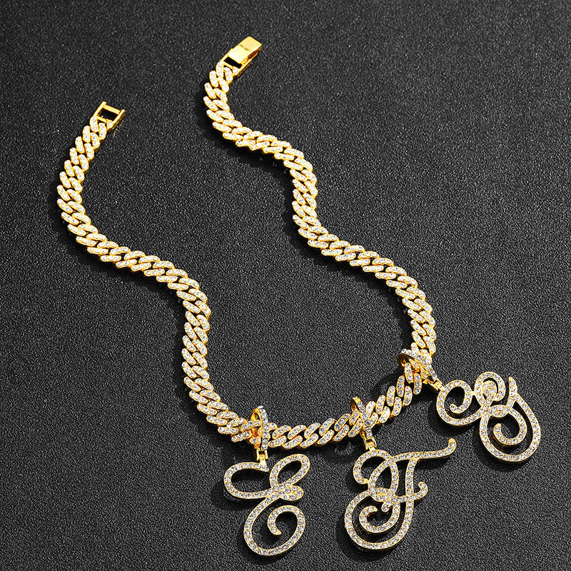 Hip hop accessories grass letter pendant melon seed buckle Cuban chain accessory
