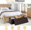 Forty Three Inches Folding Storage Ottoman Bench Brown Leather