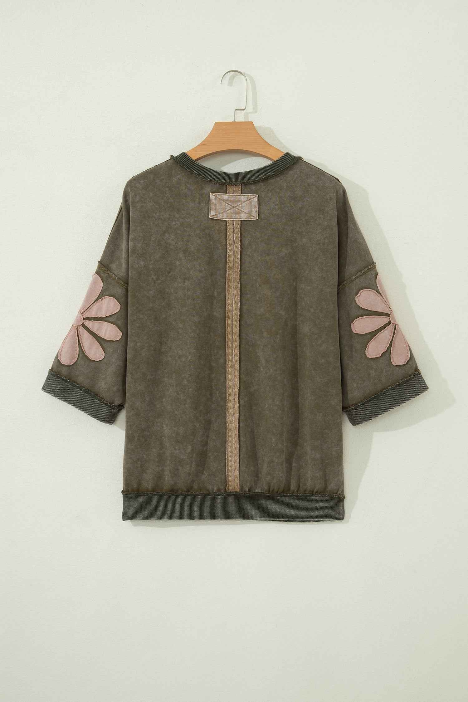 Floral Patchwork Mineral Wash Exposed Seam Top