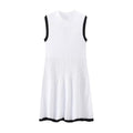 Knitted mini dress fashionable round neck pleated A-line dress