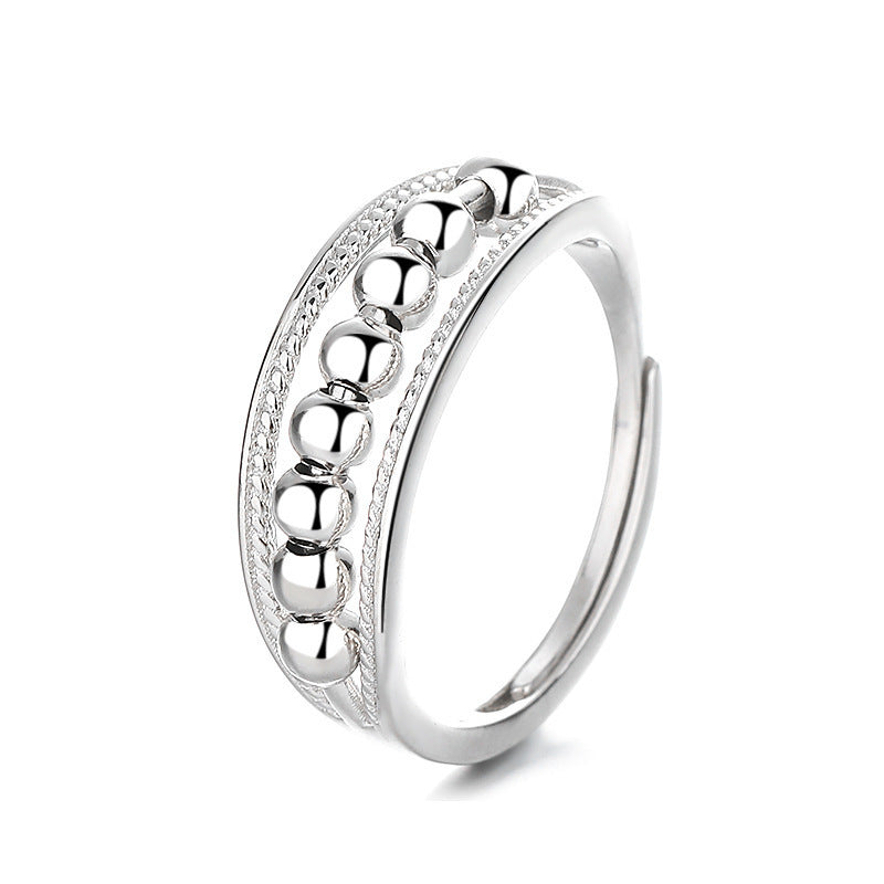 Wave point flexible bead rotatable ring versatile accessory with movable index finger ring for women