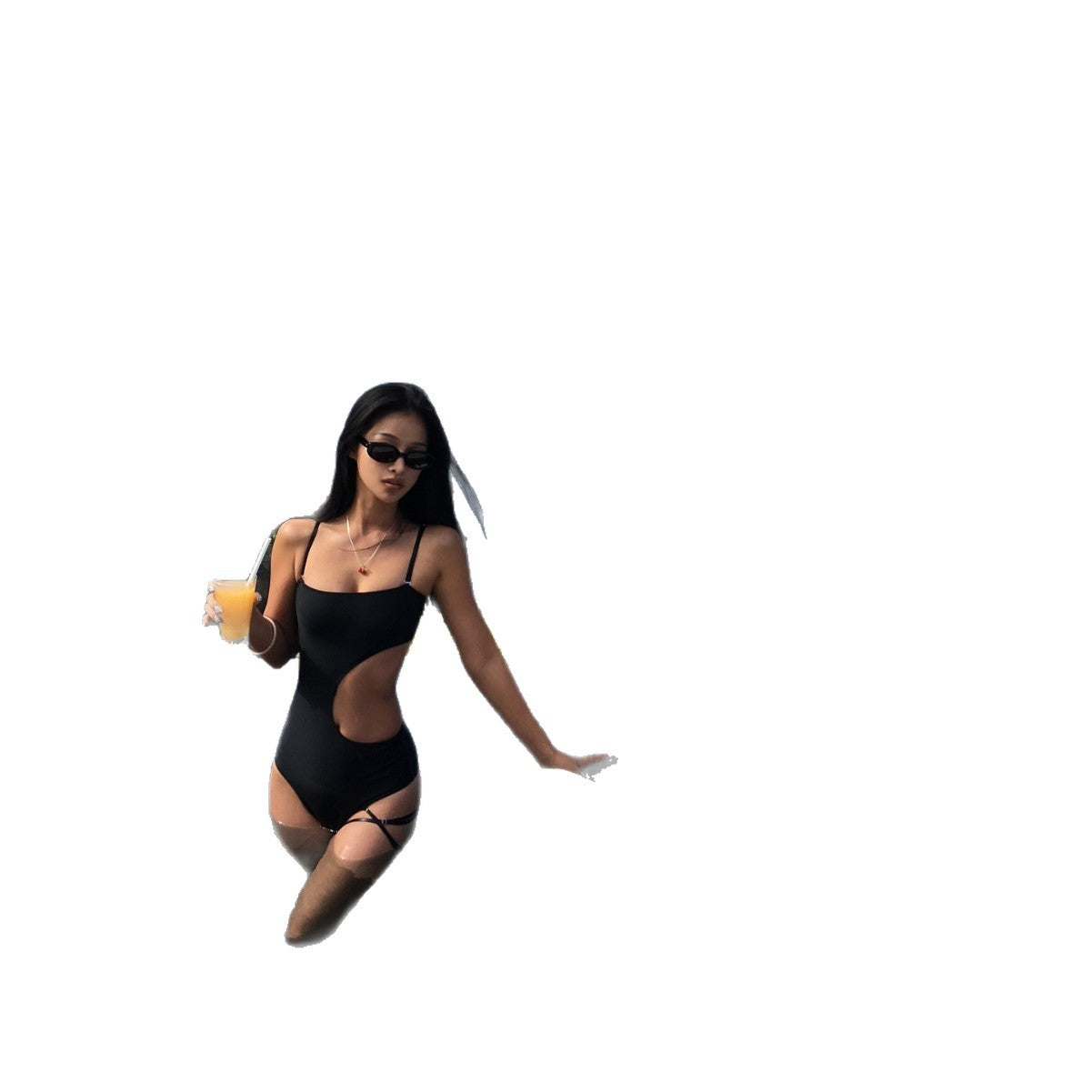 Unique Design Sleeveless  Crop Top Bodysuit Swimwear
