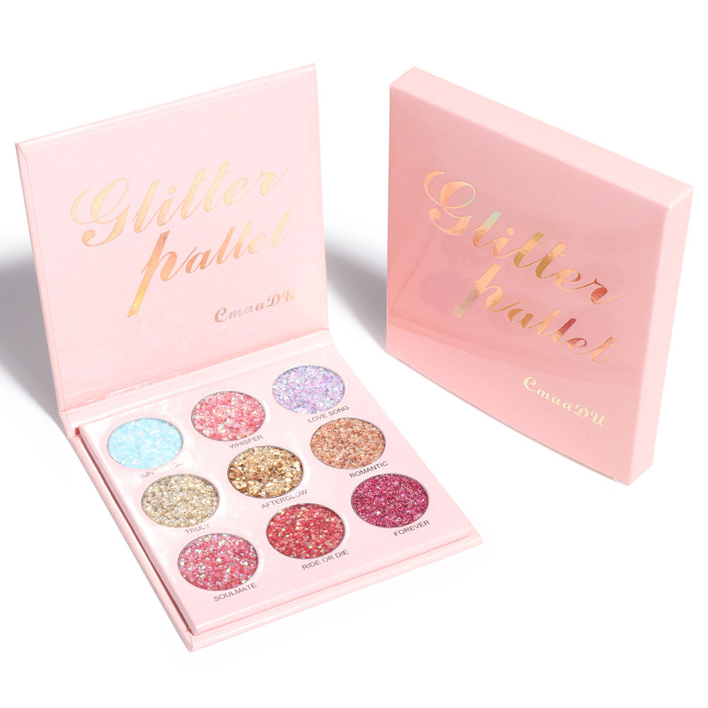 CmaaDu 9 Shades of Glitter Eyeshadow Makeup Matte and Metallic Glitter Glitter Powder