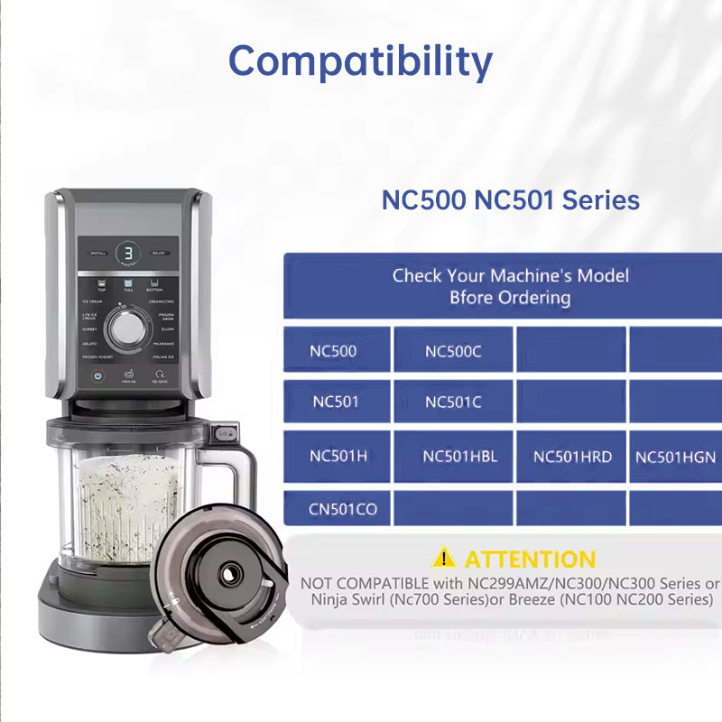 Outer bowl lid for Ninja NC501 NC500 ice cream maker, compatible with NC500 series.