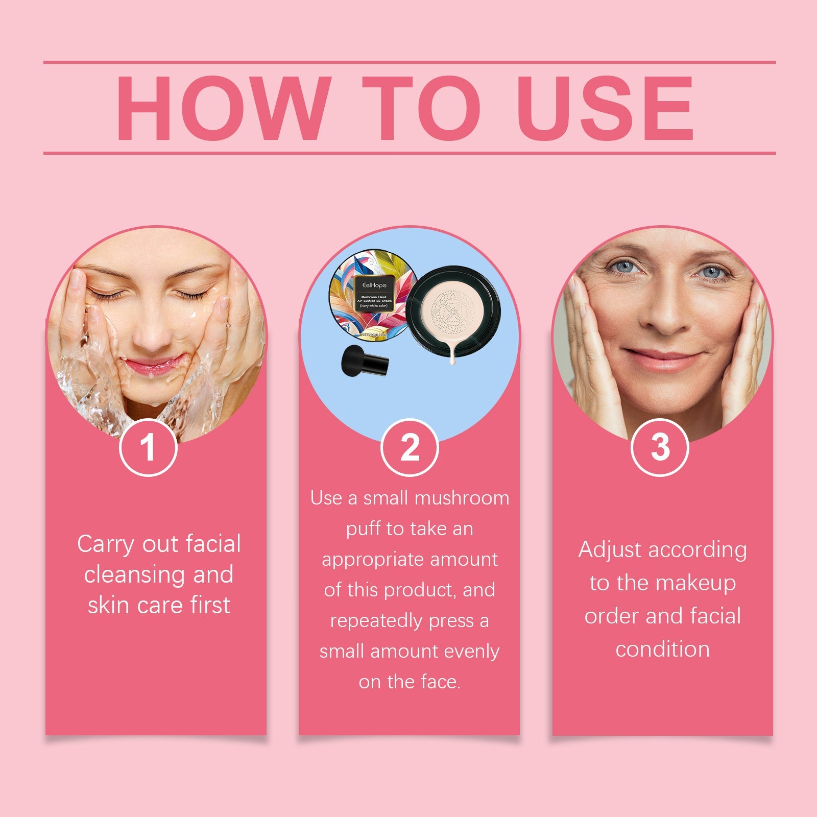 Mushroom Head Air Cushion Small Mushroom Air Cushion Easy To Apply Makeup Without Clogging Pores Moisturizing Natural Concealer