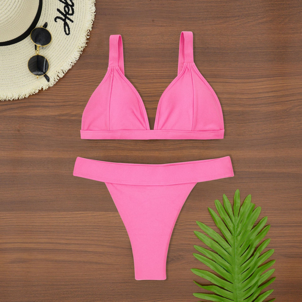 High-Waisted Solid Color Lingerie-Style Swimwear for Women