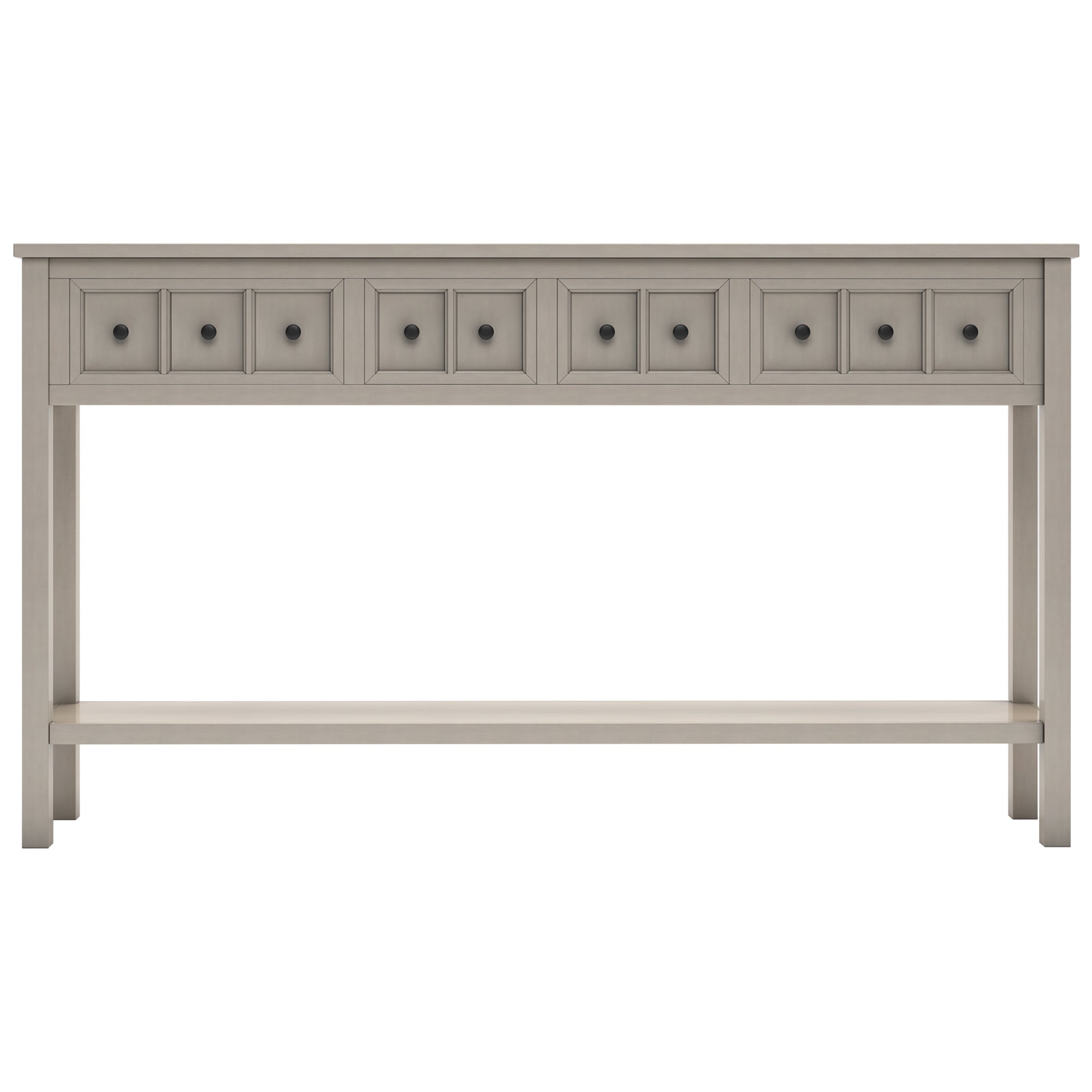 TREXM Rustic Entryway Console Table60" Long Sofa Table with two Different Size Drawers and Bottom Shelf for Storage (Gray Wash)