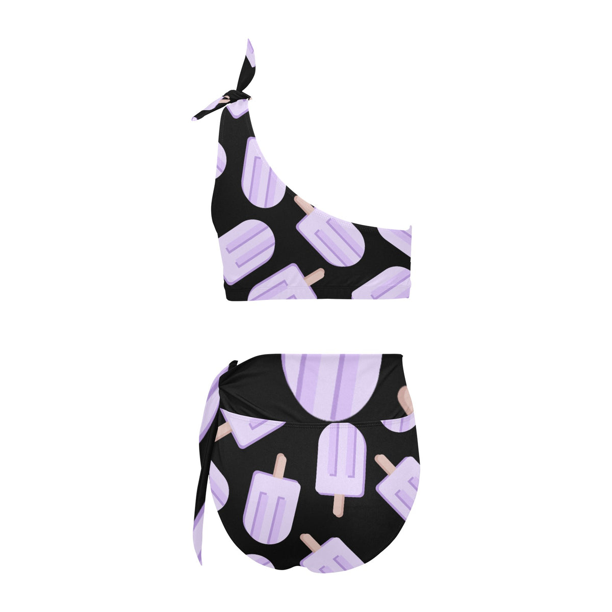 High Waisted One Shoulder Bikini Set (S16)