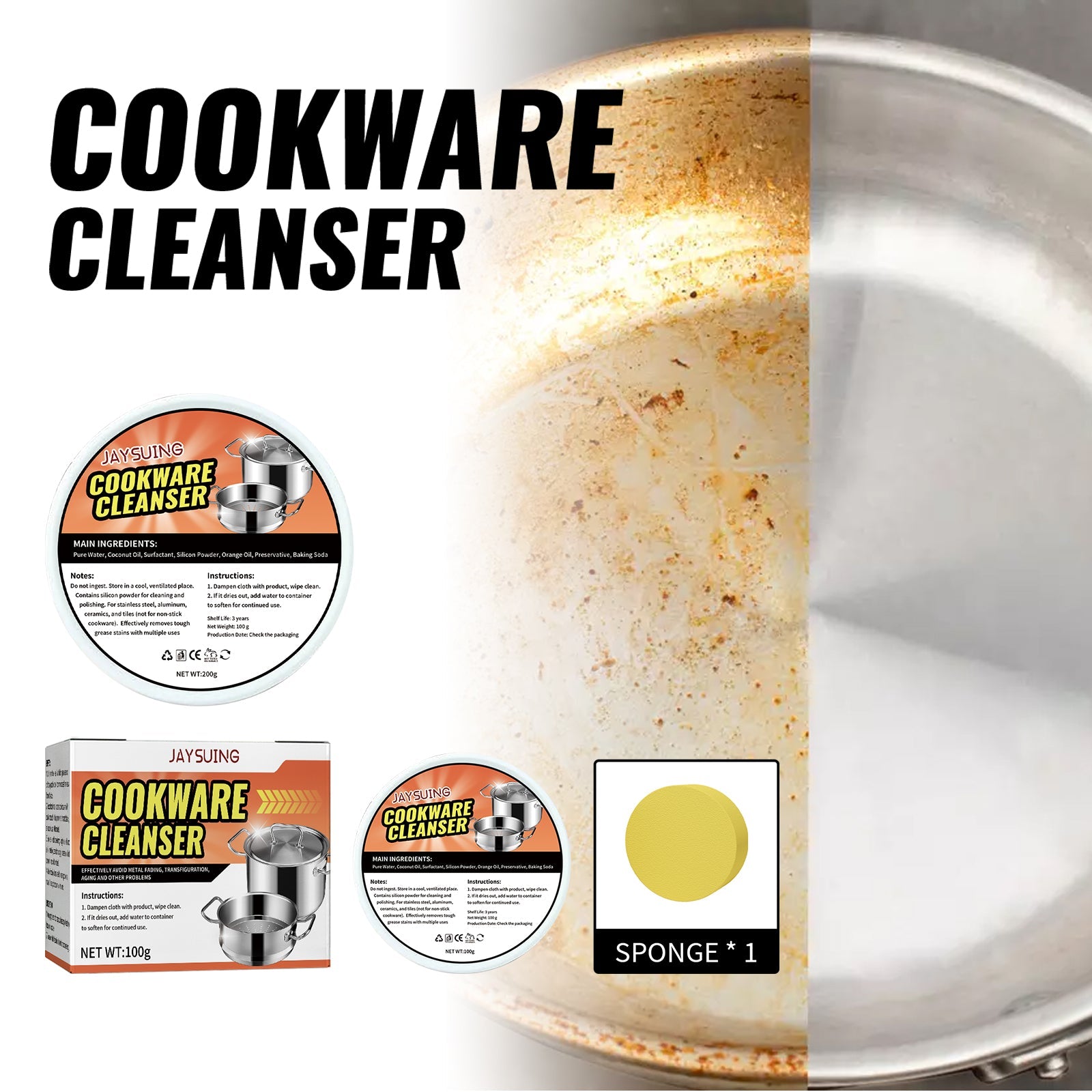 Cookware Cleaner, Kitchen Faucet To Remove Dirt And Water Stains Stainless Steel Rust Cleaning Agent