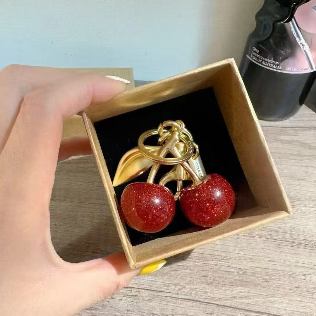Cherry bag pendant cherry keychain handbag pendant