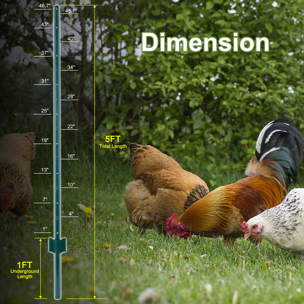 Fence posts ranging from 5 feet to 10 bags, heavy-duty metal fence posts with U-shaped grooves