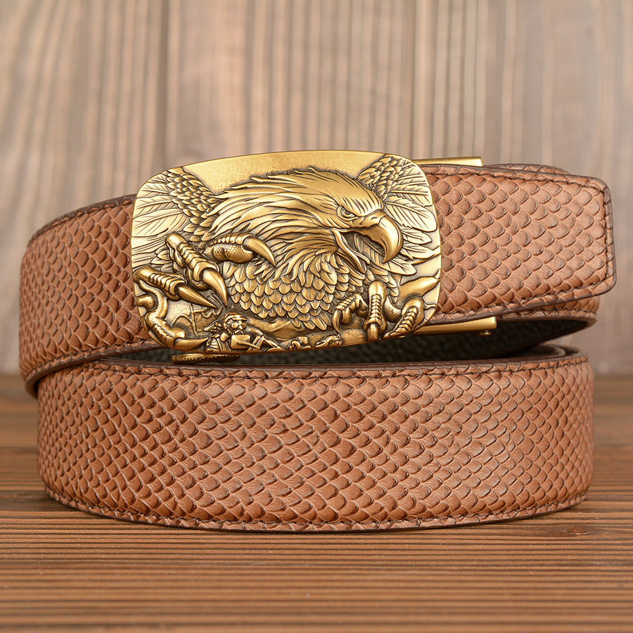 Wholesale Top Layer Cowhide Belt Men's Automatic Buckle Leather Belt Student Casual Trousers Belt