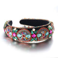 Super Sparkling Diamond Pearl Hair Hoop Baroque Retro Women's Sponge Head Hoop Headpiece