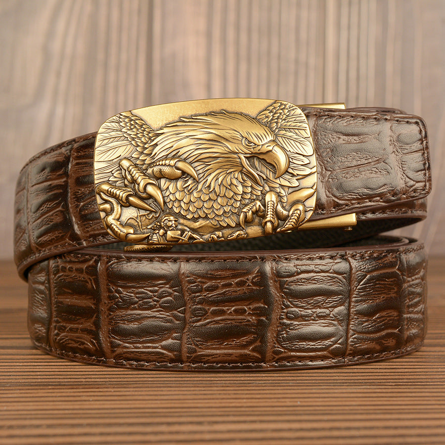Wholesale Top Layer Cowhide Belt Men's Automatic Buckle Leather Belt Student Casual Trousers Belt