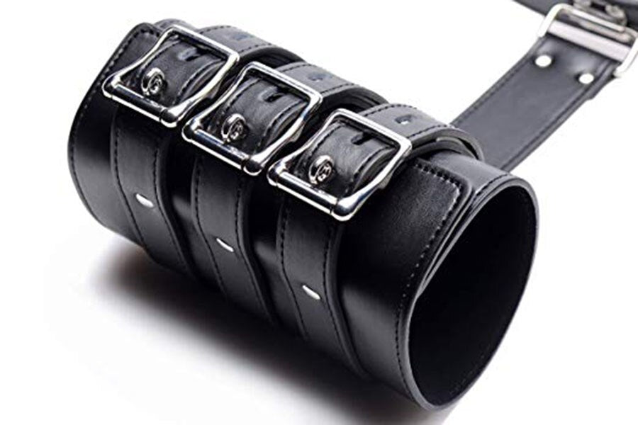 Leather Bondage Handcuffs, BDSM Armbinder Restraint ,Arms Behind Back Straitjacket,Sex Toys For Couples