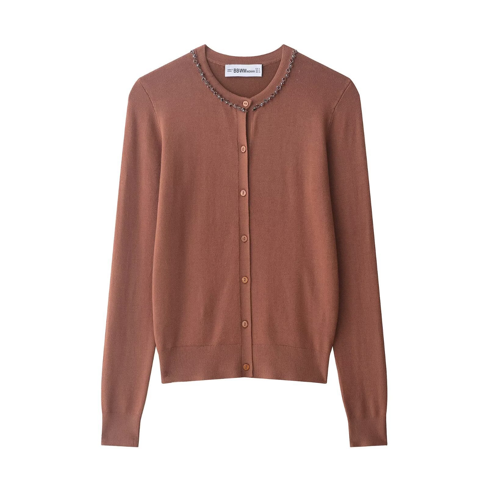 Jewelry cardigan knit sweater