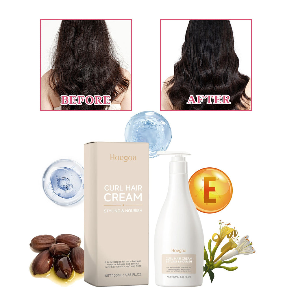 Moisturizing Curl Cream, Hydrating Glossy Curl Cream, Hydrating Hair Elastic Curl Cream