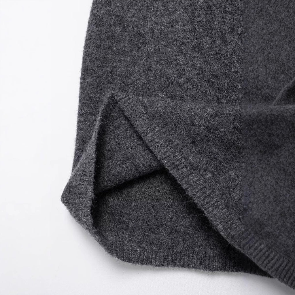 European and American winter new style low neck short sleeved gray knitted slim fit dress for women