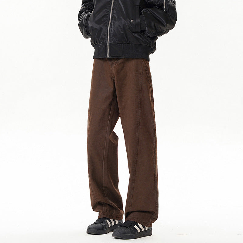 Vintage Asymmetric Flared Denim Pants for Men