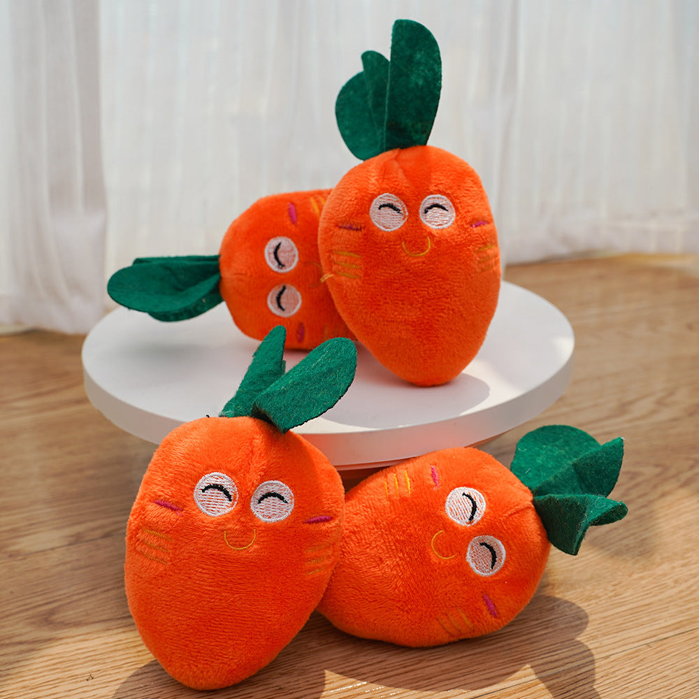 Double Bone Chicken Leg Fruit Carrot Vegetable Pet Dog Cat Plush Squeaky Durable Chew Toy Supplies