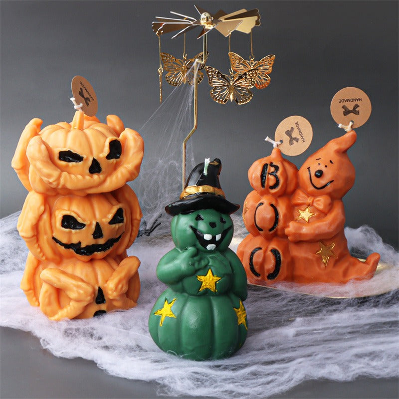 New Halloween Pumpkin Ghost Silicone Candle Mold Frog Owl Fox Pumpkin Animal Scented Plaster Resin