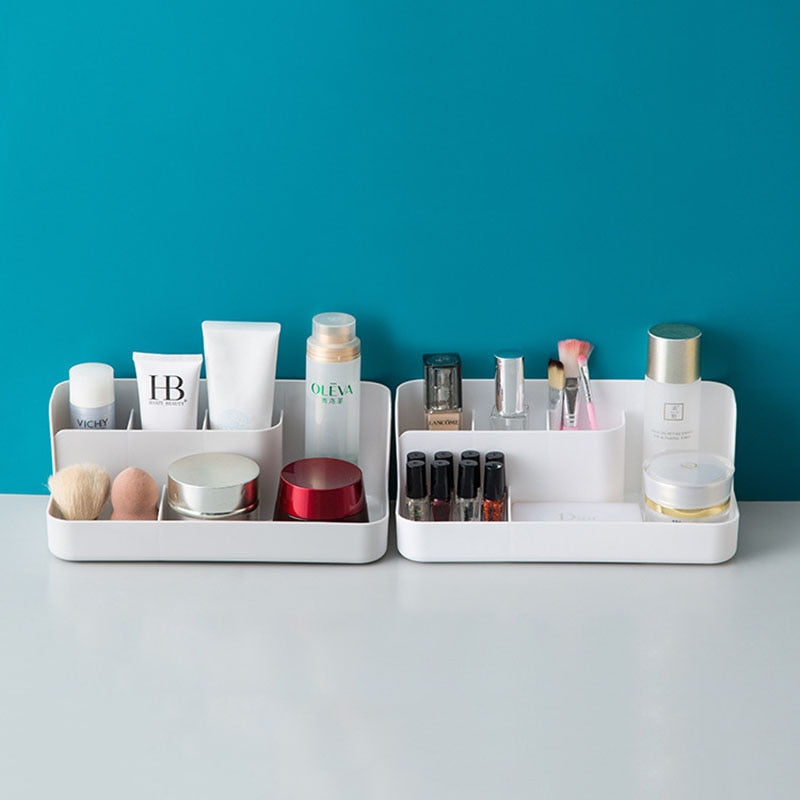 1pc Desktop Sundries Finishing Container Cosmetic Storage Partition Box Makeup Holder Stand Toiletries Plastic Case Organizer