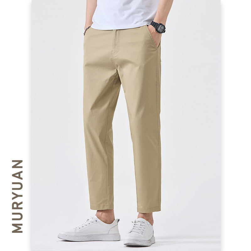 Slim Fit Ice Silk Casual Trousers for Men