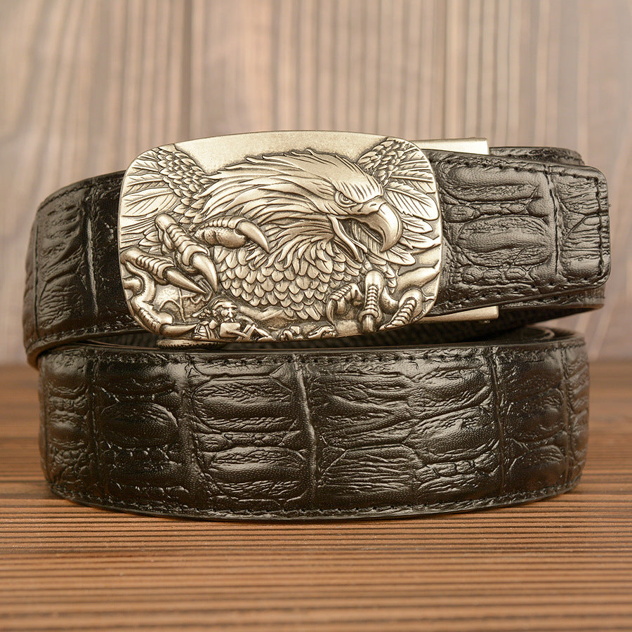 Wholesale Top Layer Cowhide Belt Men's Automatic Buckle Leather Belt Student Casual Trousers Belt
