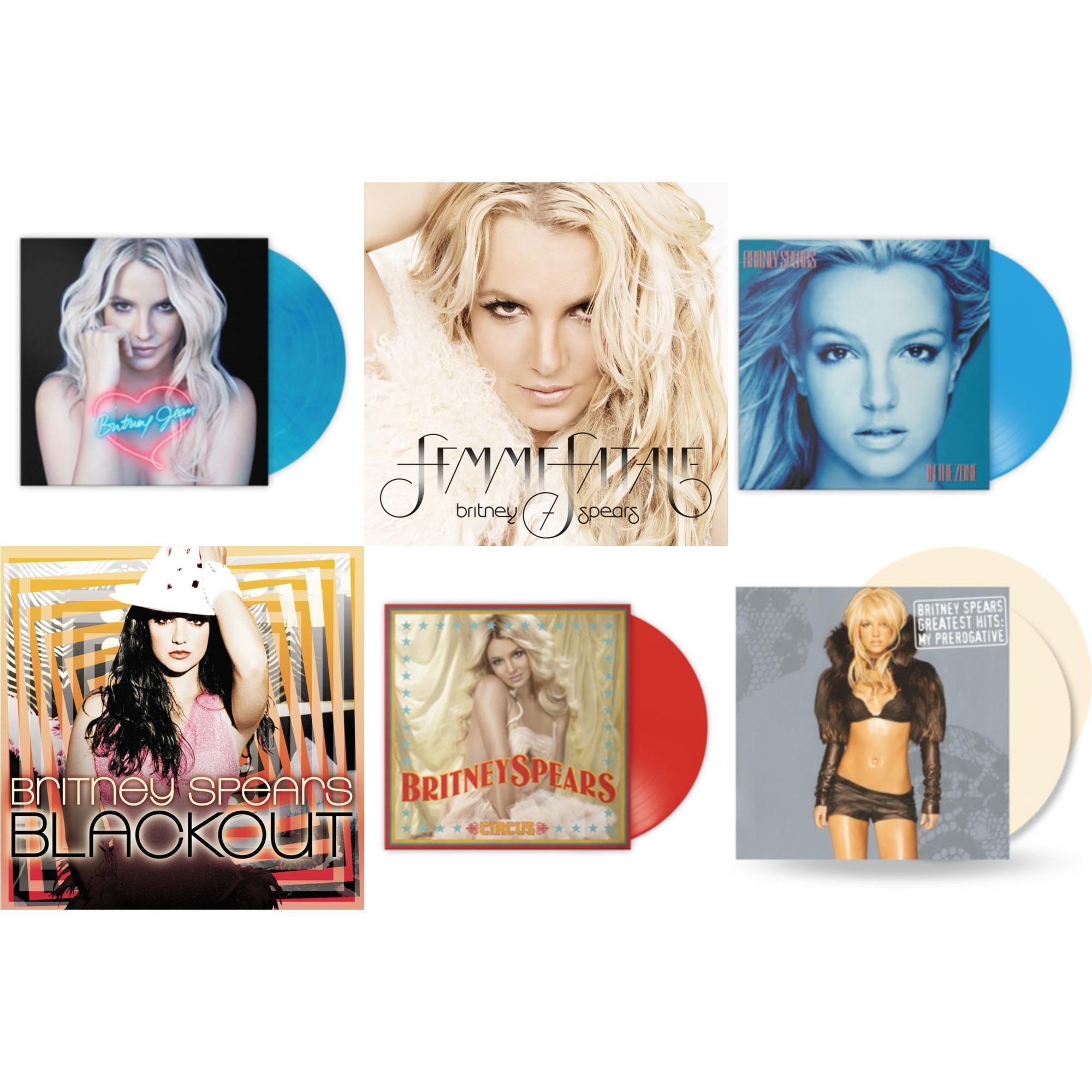 Blackout & Femme Fatale & In The Zone (Blue LP Vinyl/Import) & Circus (Red LP Vinyl/Import) & Britney Jean (Blue Marbled LP Vinyl/Import) & Greatest Hits: My Prerogative (2LP/Cream Vinyl/Import)