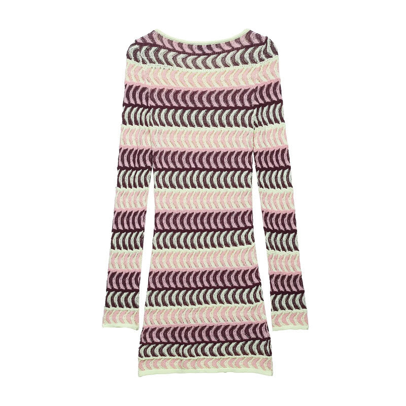 Style Women's Fashion Casual Long Sleeve Fitted Knit Dress