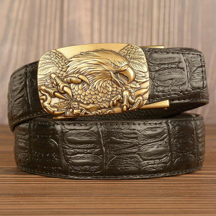 Wholesale Top Layer Cowhide Belt Men's Automatic Buckle Leather Belt Student Casual Trousers Belt