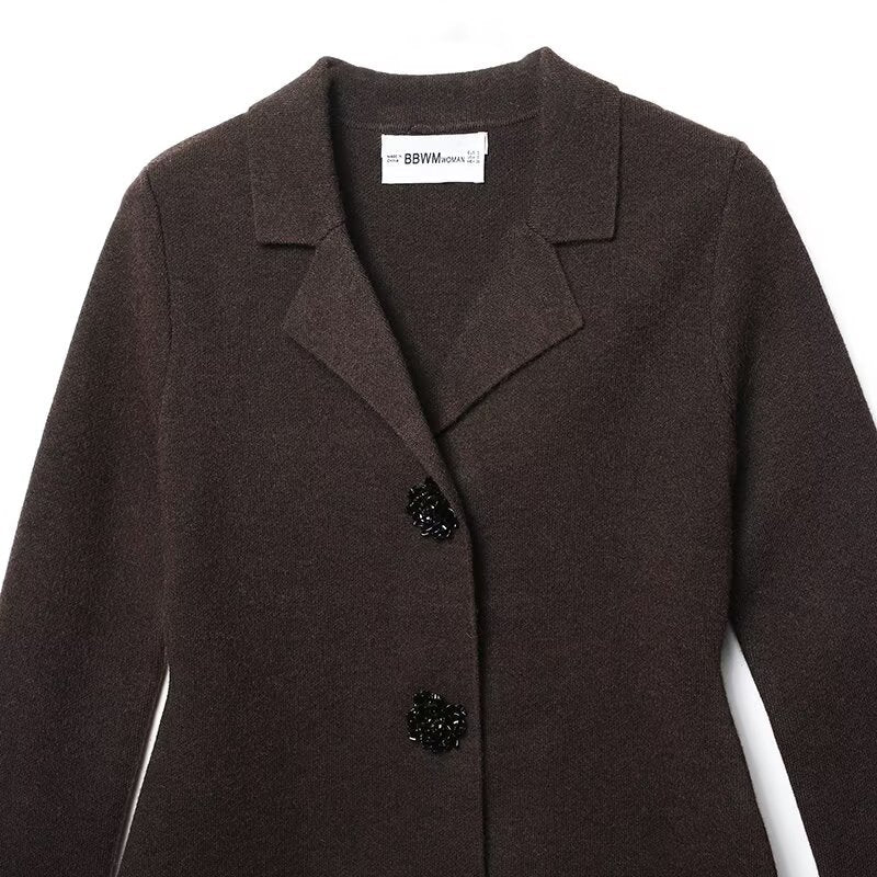 Jewelry button knit suit