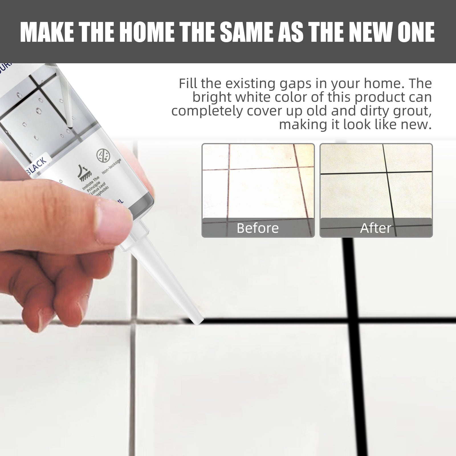 Tile Refill Agent, Kitchen Bathroom Waterproof Floor Mildew Proof Joint Tile Tip Sealant