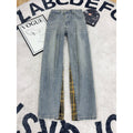 Deconstructed Plaid Patchwork Denim Pants for Men