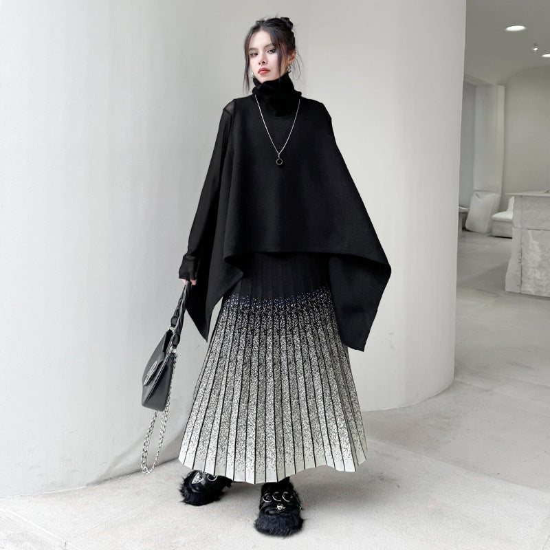 Gradient Knitted Half Skirt Body Women's Loose A-line Skirt
