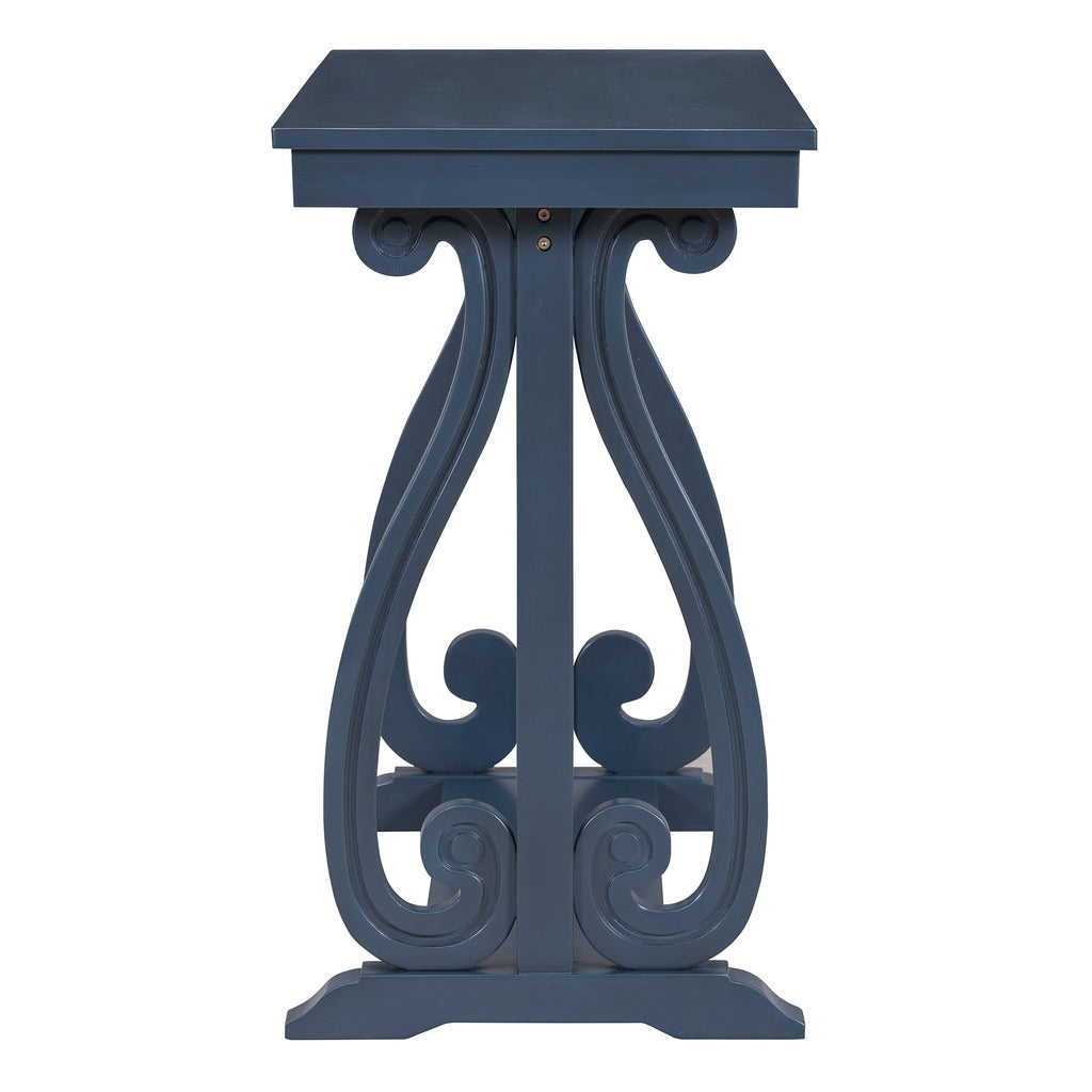48-Inch Rustic Vintage Console Table --- Farmhouse Style Entryway Table with Open Shelf and Sturdy Construction (Navy)