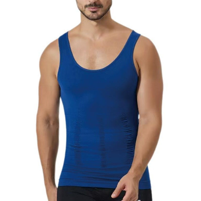 High-Elastic Nylon, Anti-StaticSeamless Men's Shaping Vest for Abdominal Support and Fitness Underwear