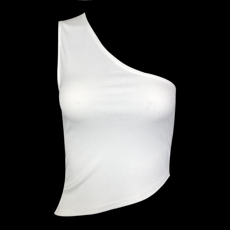Single shoulder camisole women's diagonal neck vest