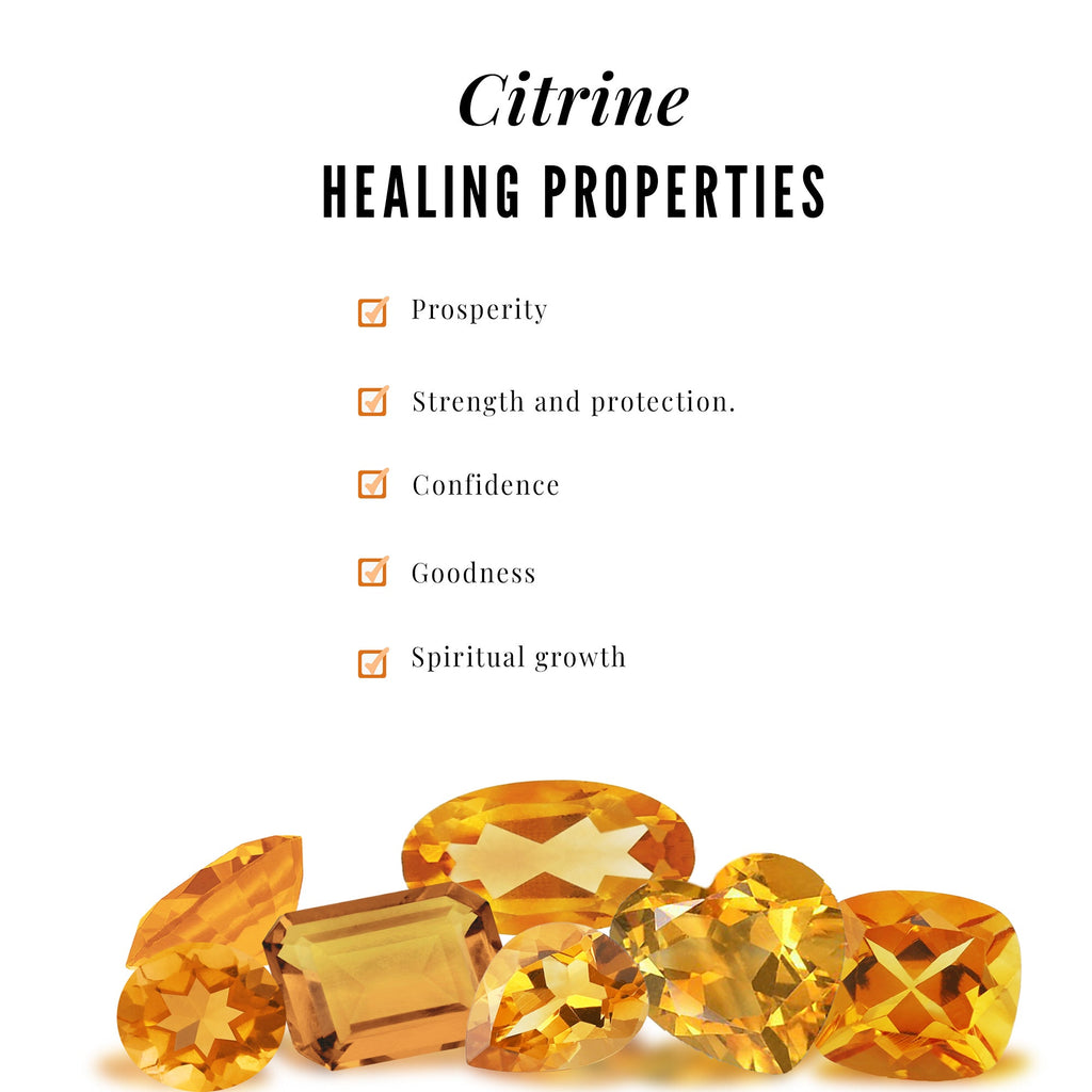 Certified Real Citrine Engagement Ring with Moissanite Wedding Band