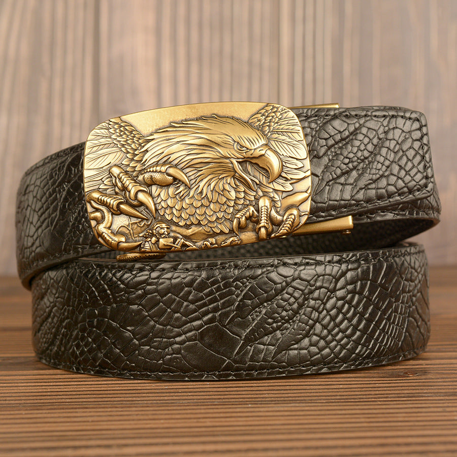 Wholesale Top Layer Cowhide Belt Men's Automatic Buckle Leather Belt Student Casual Trousers Belt