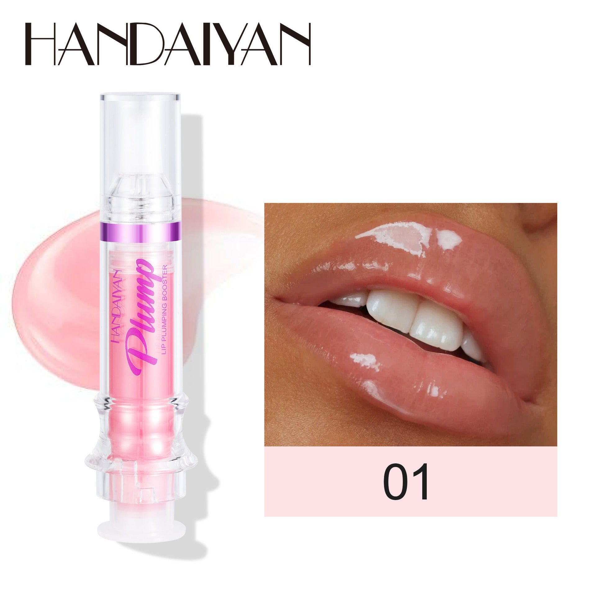 HANDAIYAN PLUMP & POUT Lip Plumping Booster Gloss, High Shine for Plumper Looking Lips,Extreme Shine Crystal Volume Lip Oil